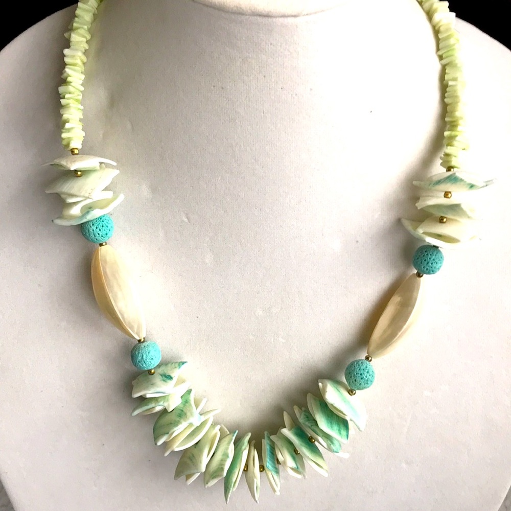 3/$30 Vintage Shell, Coral and Mother of Pearl Beaded Necklace